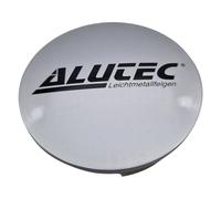 1 cache-moyeu Alutec 61 mm argenté (N56) avec logo noir - Couvercle de jante d'origine