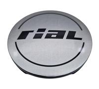 1 cache-moyeu Rial 64 mm en argent sterling (N32) avec logo noir (RIH) - Couvercle de jante d'origine