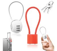 1 cadenas à combinaison et 1 serrure avec clé, serrure avec code chiffré 3 chiffres - Cadenas résistant aux intempéries - Petit cadenas pour valise, portail, casier, sac à dos (rouge 2)