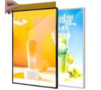 1 Cadre Publicitaire Mural, Caisson Lumineux Led En Verre Trempé Ultrafin, Présentoir D'affiches Lumineux, Tableau De Menu Pour Restaurants, Bars, Magasins Silver A3/31.2 * 42.7CM