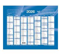 1 Calendrier de banque 2026-14 mois : Décembre 2025 à Janvier 2027 - Petit format : 135 x 180 mm - Bleu/Blanc - Quo Vadis