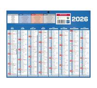 1 Calendrier mural classique 2026 en carton rigide - 16 Mois : Septembre 2025 à Décembre 2026 - Format Mini : 21 x 26,5 cm - Coloris : Bleu/Blanc - Bouchut