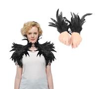 1 cape à plumes avec 1 paire de bracelets à plumes pour costume d'Halloween, danse, anniversaire, carnaval, déguisement, accessoire de costume