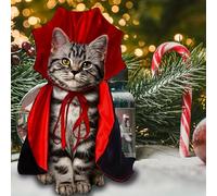1 cape de magicien à capuche rouge et noire pour animal de compagnie, costume de petit chat, cape de vampire pour chaton, tenue de costumade pour chaton, accessoire de photo pour fête d'Halloween
