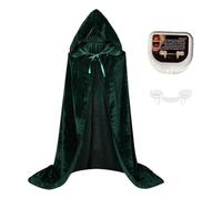 1 cape de vampire, 1 dent de vampire, longue cape à capuche, cape de sorcière, cape de costume de diable, costume de sorcière, cape d'Halloween