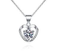 1 Carat Collier de pendentif Moisanite Collier de coeur Collier de la fête des mères Collier d'anniversaire de la fête des mères pour les femmes
