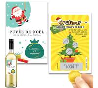 1 Carte annonce Papi + 1 Étiquette pour bouteille de vin La famille va s'agrandir, Idées cadeaux originales pour annoncer sa grossesse au réveillon de Noël (D)
