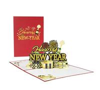 1 carte de Nouvel An 2025 avec feux d'artifice, carte pop-up , carte de vacances du Nouvel An avec feux d'artifice au champagne, carte de vœux Happy New Year 2025