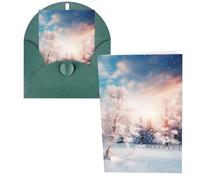 1 carte de remerciement avec enveloppes, beaux paysages, arbres, flocons de neige, 10,2 x 15,2 cm, carte de vœux pour notes personnalisées, cartes formelles pour toutes les occasions, adaptées pour
