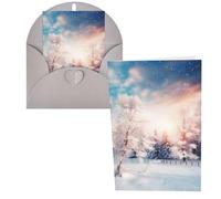 1 carte de remerciement avec enveloppes, beaux paysages, arbres, flocons de neige, 10,2 x 15,2 cm, carte de vœux pour notes personnalisées, cartes formelles pour toutes les occasions, adaptées pour