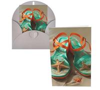 1 carte de remerciement avec enveloppes, tongs sur une plage de sable de 10,2 x 15,2 cm pour notes personnalisées, cartes formelles pour toutes les occasions, adaptées pour les petites entreprises