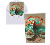 1 carte de remerciement avec enveloppes, tongs sur une plage de sable de 10,2 x 15,2 cm pour notes personnalisées, cartes formelles pour toutes les occasions, adaptées pour les petites entreprises