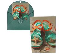 1 carte de remerciement avec enveloppes, tongs sur une plage de sable de 10,2 x 15,2 cm pour notes personnalisées, cartes formelles pour toutes les occasions, adaptées pour les petites entreprises