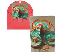 1 carte de remerciement avec enveloppes, tongs sur une plage de sable de 10,2 x 15,2 cm pour notes personnalisées, cartes formelles pour toutes les occasions, adaptées pour les petites entreprises
