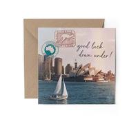 1 carte de vœux Australie - Carte d'anniversaire australienne « Good Luck Down Under Travelling Birthday Map Travel Gap Year Holiday Oz Student Celebration #81600 »