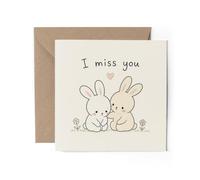 1 carte de vœux « I Miss You » - Support d'amitié lapin mignon #47002