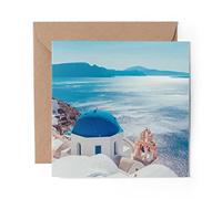 1 carte de vœux (insert photo) - Paysage de l'île Santorini Grèce - Vierge anniversaire célébration anniversaire #16275