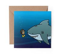 1 carte de vœux (insert photo) - Plongée sous-marine, hérisson requin - Vierge anniversaire célébration anniversaire #15624