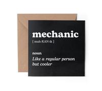 1 carte de vœux mécanicien - Description du dictionnaire des voitures régulières mais plus cool définition du sport drôle blague hobby Job Happy Birthday #83736