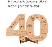 1 Carte de vœux numérique en bois fait main avec une base solide - 18 ans, 20 ans, 30 ans, 40 ans, 50 ans, 60 ans Livre de messages pour anniversaire et anniversaire de jalons - Avec bénédictions 20,5