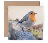 1 carte de vœux personnalisé - Rouge-gorge européen petit oiseau de jardin - Vierge d'anniversaire de mariage #50844