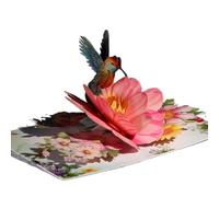1 carte de vœux pop-up 3D avec enveloppe, avec motifs floraux et martin-pêcheur, thème dessin animé, parfaite pour offrir à la famille et aux amis.