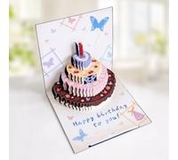 1 carte de vœux pop-up 3D en forme de papillon faite à la main, cadeau | Carte papillon 3D faite à la main avec bénédiction imprimée. Parfait pour les anniversaires et les vacances.