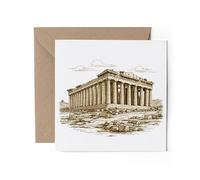 1 carte de vœux Ruines du Parthénon Athènes Grèce - Dessin de ligne d'esquisse Art Cadeau d'anniversaire #71796
