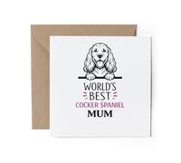 1 carte de vœux World's Best Cocker Spaniel Mum - Chien Fête des Mères Cadeau d'anniversaire #71430