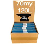 1 carton de sacs poubelle lourds, 10 rouleaux de 15 sacs poubelle QUALITY PLUS, sacs poubelle bleus, sacs poubelle extrêmement résistants à la déchirure, 120l, 700x1100mm, 70my | spécialement pour l'a