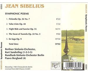 1-CD SIBELIUS - SYMPHONIC POEMS - BERLINER SINFONIE ORCHESTER / PAAVO BERGLUND