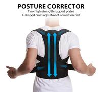 1 Ceinture de maintien lombaire renforcée, correcteur de posture, gilet réglable, sangle de soutien dorsal, attelle de colonne vertébrale, étireur de cou, entraîneur Black