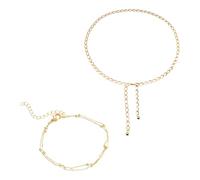 1 Chaîne De Taille, 1 Bracelet Double Couche, Bijoux Pour Femmes, Décoration De Mode Dorée, Bijoux Réglables, Accessoires Vestimentaires