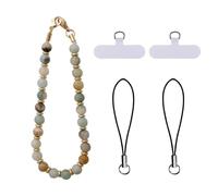 1 Chaîne De Téléphone Portable En Pierre, 2 Clips Blancs En Forme De T, 2 Cordons Pour Téléphone Portable, Chaîne Universelle Pour Téléphone Portable, Chaîne Pendentif Pour Téléphone Portable.