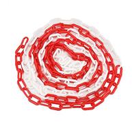 1 chaîne en plastique, 10 mm x 10 m, chaîne d'avertissement ou de signal pour l'entretien des autoroutes, les parkings, les zones dangereuses, rouge et blanc