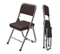 1 Chaises Pliantes Interieures Exterieur, Chaise Pliante Confortable en Simili Cuir Métal, Dossier Rembourré, Chaise Pliante Salle a Manger pour Salon Chambre Salle à Manger Bureau, Marron chocolat
