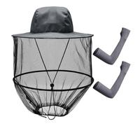 1 Chapeau Anti-Moustique et 1 Manche Anti-UV, Chapeau Anti-Moustique avec Maille, Chapeau Pliable, équipement d'extérieur, Chapeau de pêche, Chapeau de randonnée, Manchons de Protection Solaire