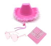 1 Chapeau De Cowboy Pour Femme, Livré Avec 1 Pochette Et 1 Lunettes De Soleil En Forme De Cœur, Accessoires De Cosplay, Accessoires De Fête, Accessoires Vestimentaires De Mode