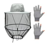 1 Chapeau De Pêche Anti-Moustique, 1 Paire De Gants De Pêche, Chapeau Anti-Moustique Réglable, Chapeau D'Apiculteur, Chapeau De Pêche De Protection Solaire, Chapeau Anti-Moustique D'Été