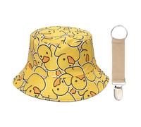 1 Chapeau De Pêche pour Femme, 1 Pince À Chapeau, Chapeau Seau Amusant, Chapeau Seau Canard Jaune, Chapeau De Soleil Pliable