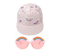 1 Chapeau De Soleil pour Fille, 1 Paire De Lunettes De Soleil, Casquette De Baseball pour Fille, Chapeau Réglable pour Enfants, Chapeau De Sport De Plein Air