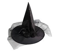 1 chapeau de sorcière gothique de la reine - En maille - Simulation florale - Accessoire de costume baroque pour Halloween, fête, maquillage, sorcière, cosplay