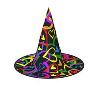 1 chapeau d'Halloween - Gay Pride arc-en-ciel imprimé sorcières décoration fête costume de sorcière chapeau de corne pointue cadeau festif