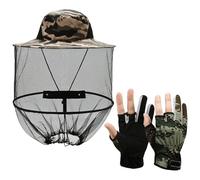 1 chapeau moustiquaire, 1 paire de gants, chapeau anti-moustiques, chapeau pliable, chapeau anti-abeille, chapeau de pêche en plein air, chapeau de protection solaire, Camouflage, S/M