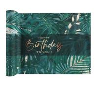 1 Chemin de table anniversaire Jungle tropicale: Happy Birthday 28cm x 3m REF/8529