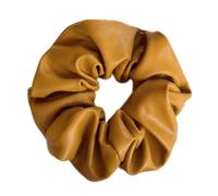 1 chouchou en cuir pour femme - Doux et élastique - En cuir synthétique - Pour femme - Pour cheveux épais et bouclés - Jaune