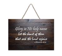 1 Chronicles 16:10 Décoration murale Glory in His Holy Name Let The Heart of Them That Seek The Lord Rejoic à suspendre en bois rustique Décoration murale pour bureau 15,2 x 25,4 cm
