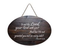 1 Chronicles 22:18 Is Not The Lord Your God with You And Has He Not Granted You Rest on Every Side Panneau rustique en bois à suspendre Décoration murale pour salon, chambre à coucher, porte, fenêtre
