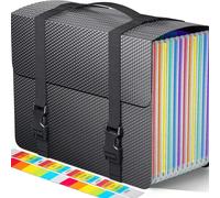 1 classeur à main classique en matériau PP noir avec inserts en papier de différentes couleurs, adapté à l'organisation de fichiers à l'école et au bureau. Acrylique
