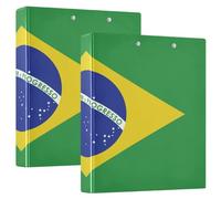 1 classeur de rangement drapeau du Brésil avec pochette de 3,8 cm, fournitures de bureau pour format lettre (27,9 x 21,6 cm)